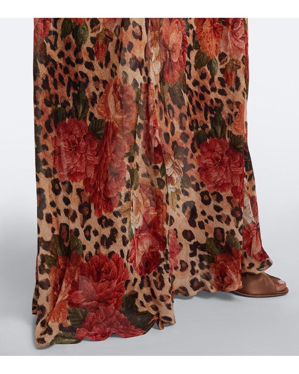 Alexandra Miro Brown Harper Scarf-Detail Printed Maxi Dress