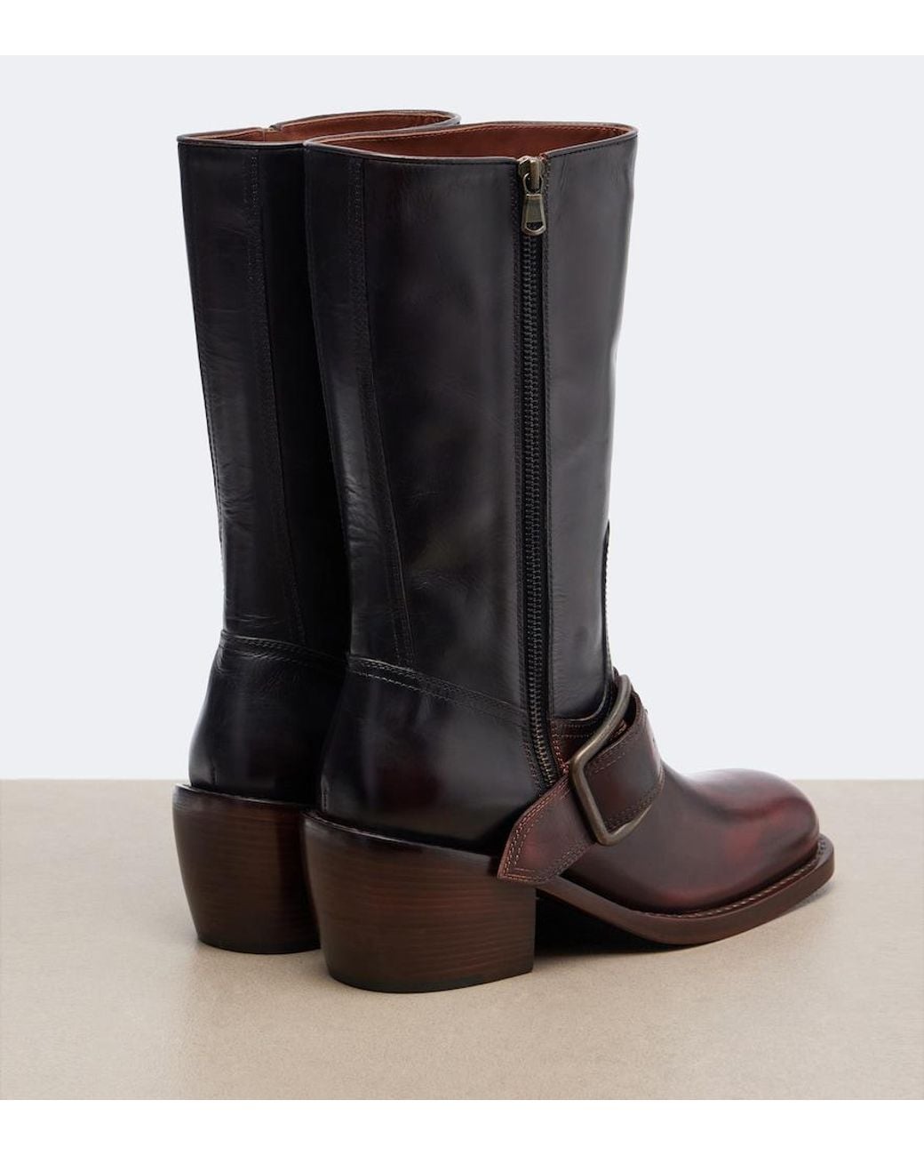 Dries Van Noten Brown Leather Biker Boots