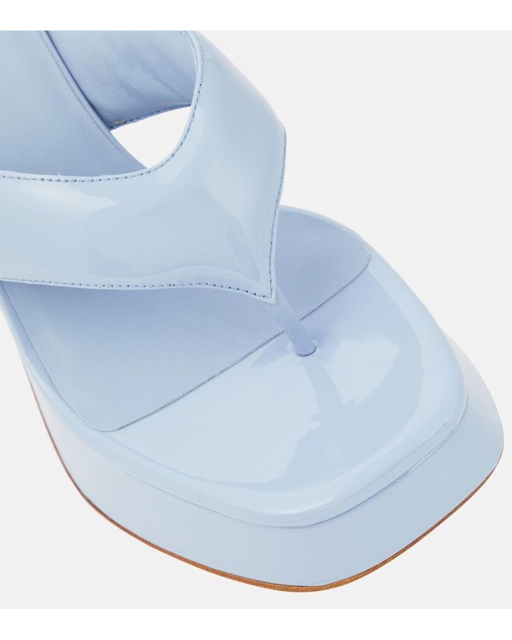 Gia Borghini Blue Patent Leather Platform Sandals