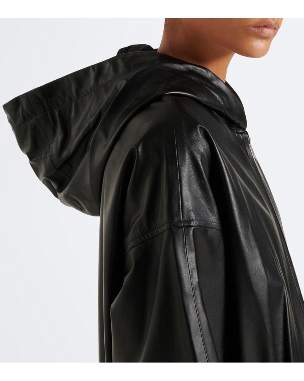 Arma Black Guisy Hooded Leather Jacket