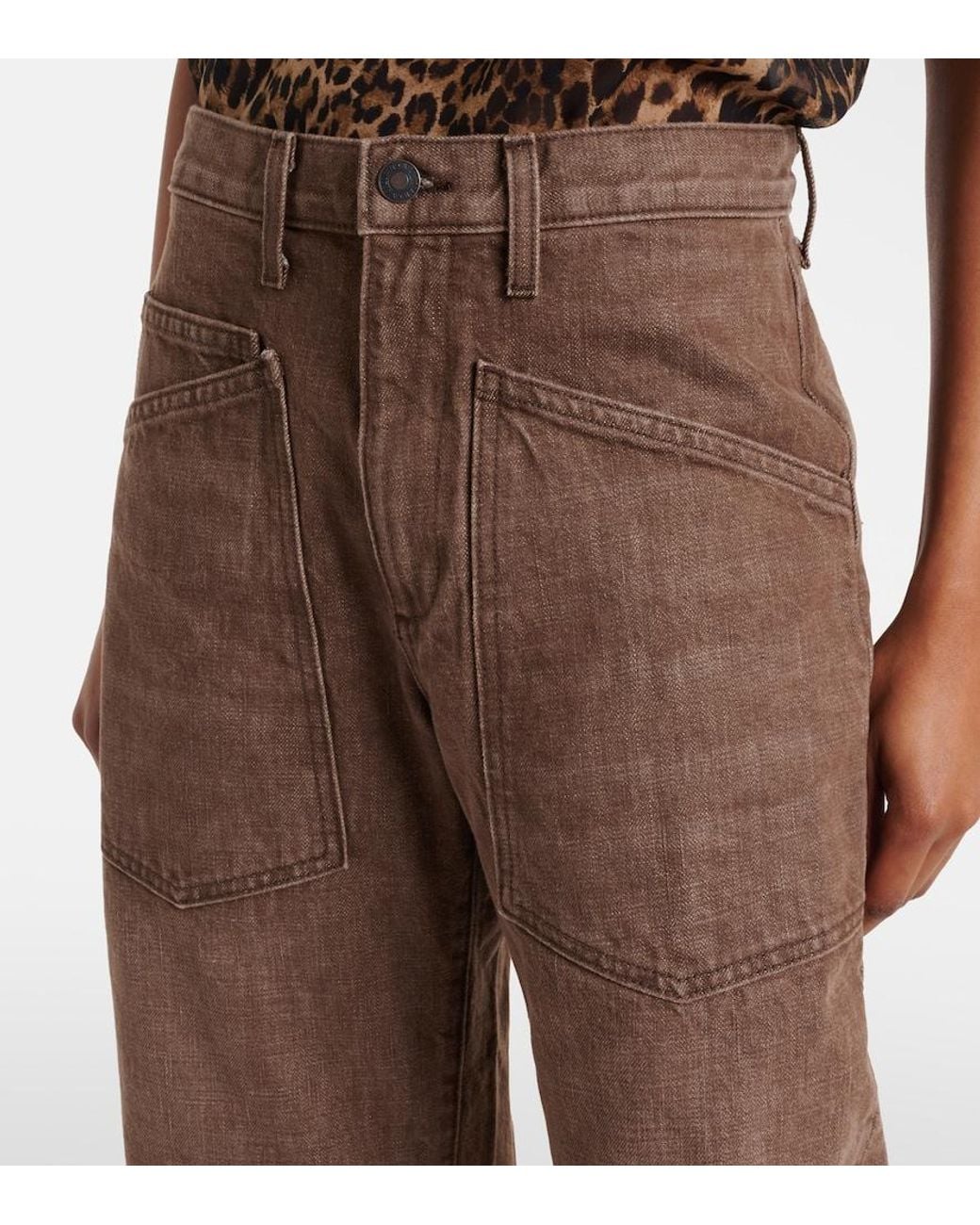 Nili Lotan Brown Shon Barrel-Leg Jeans