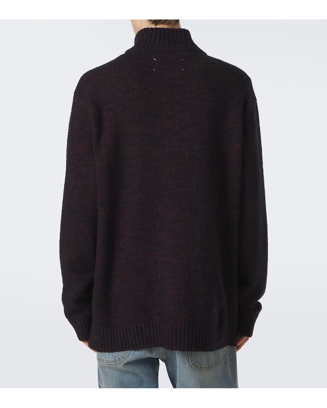Maison Margiela Black Cotton And Wool-Blend Sweater for men