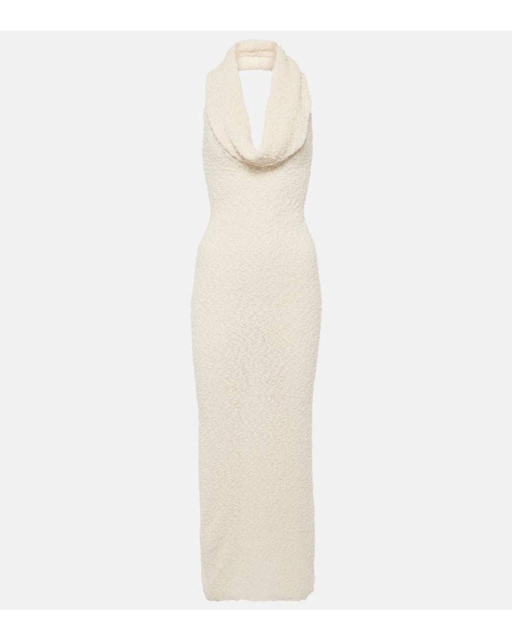 knee length dresses for ladies Ava Cowl Neck Bodycon Mesh Lace Midi Formal Dress