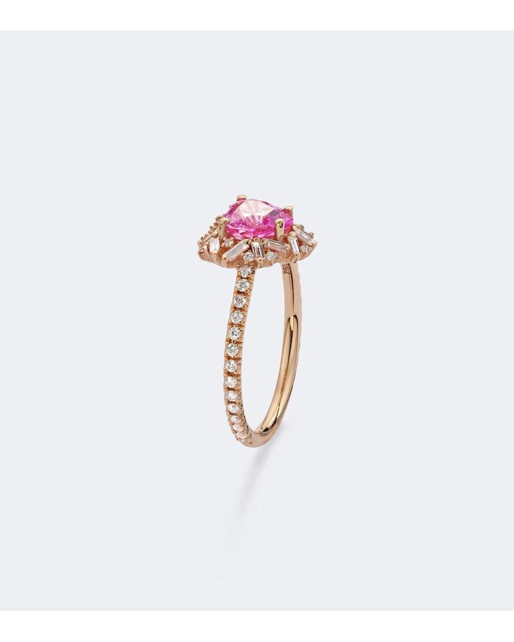 Suzanne Kalan Pink 18Kt Rose Ring With Sapphire And Diamonds