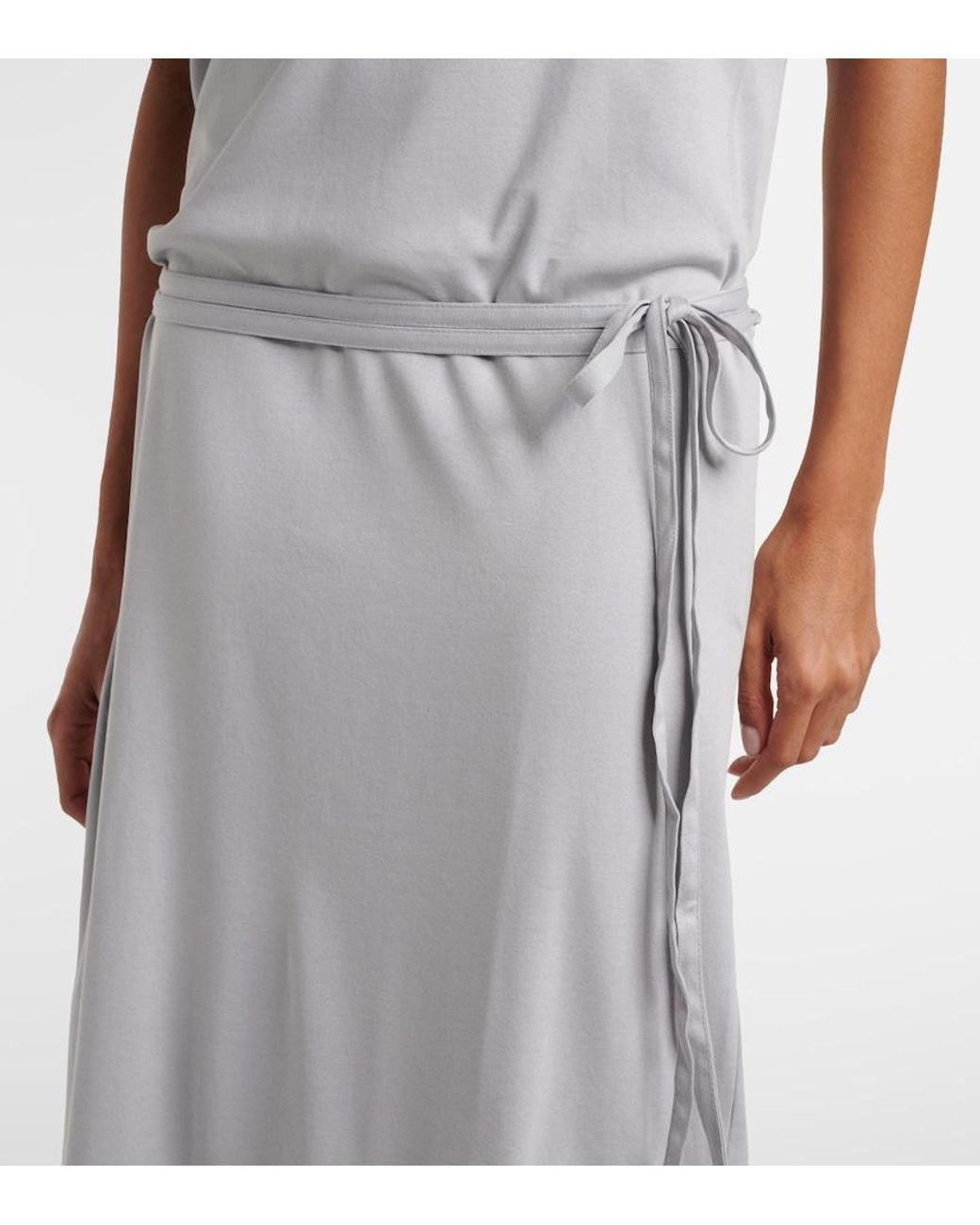 Vestido Midi De Algodon Con Cinturon Lemaire de color White