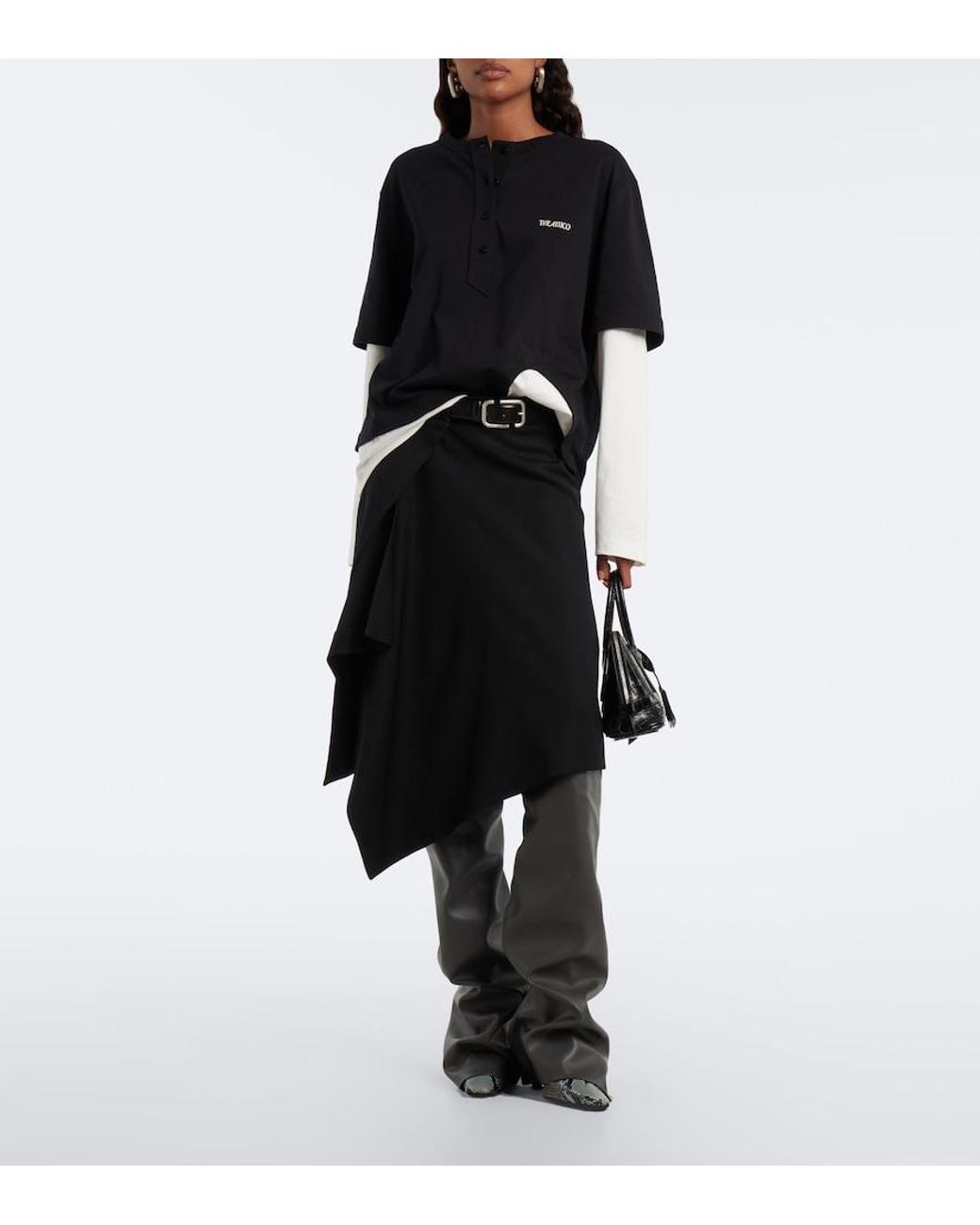 The Attico Black Robin Snake-Effect Over-The-Knee Boots