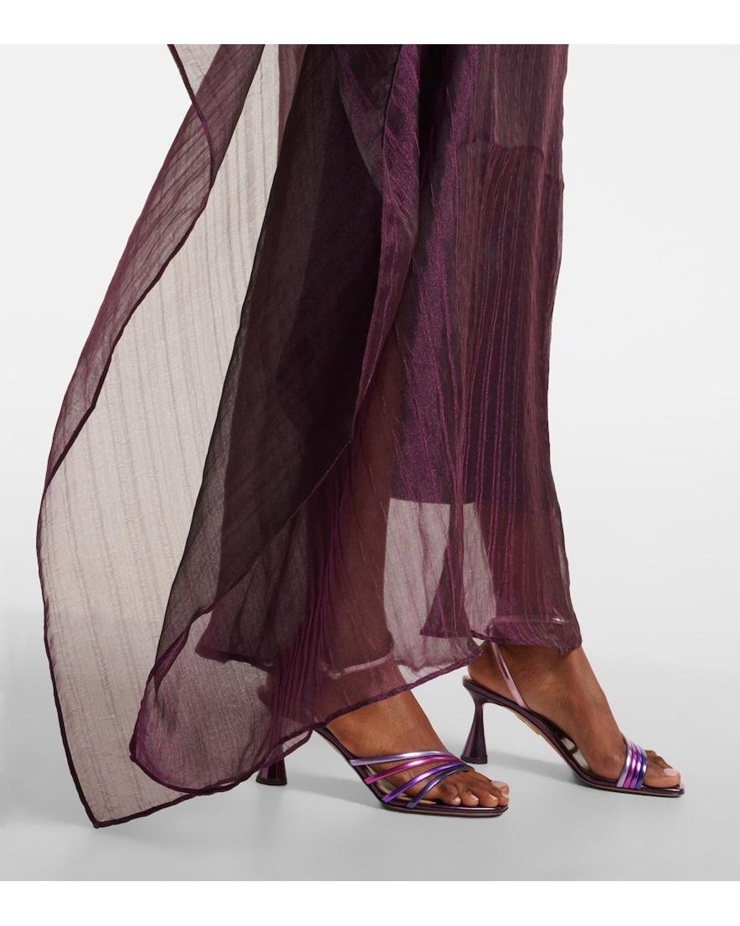 Taller Marmo Purple Betsy One-Shoulder Cady Gown