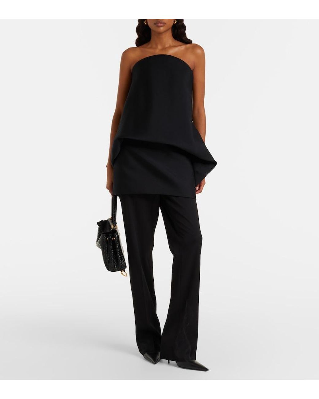 Balenciaga Black Peplum Bustier Dress