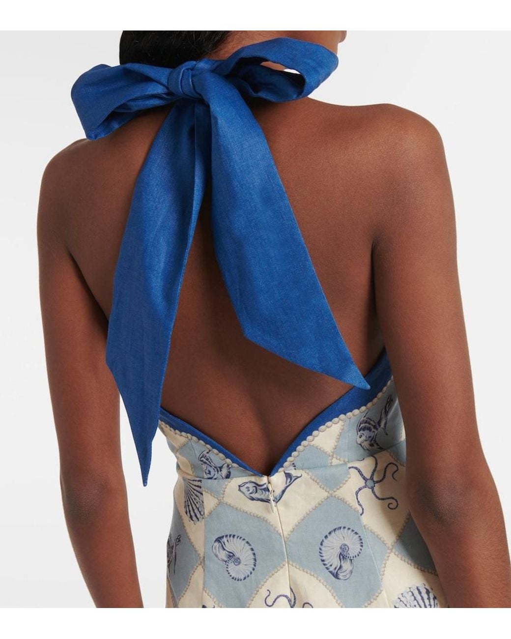ALÉMAIS Blue Pia Printed Linen Minidress