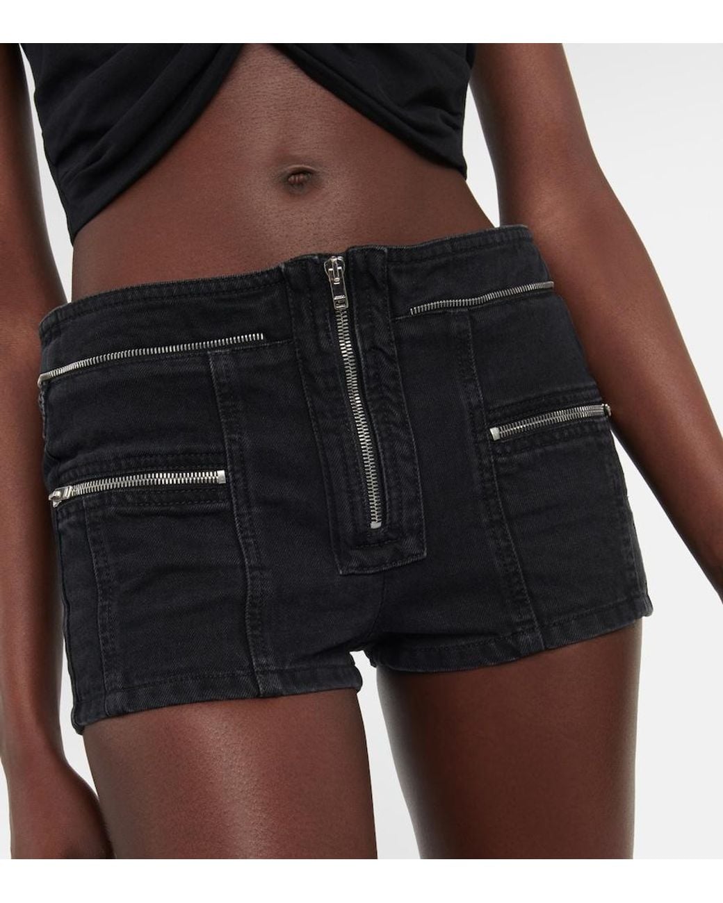 Isabel Marant Black Lary Low-Rise Denim Shorts