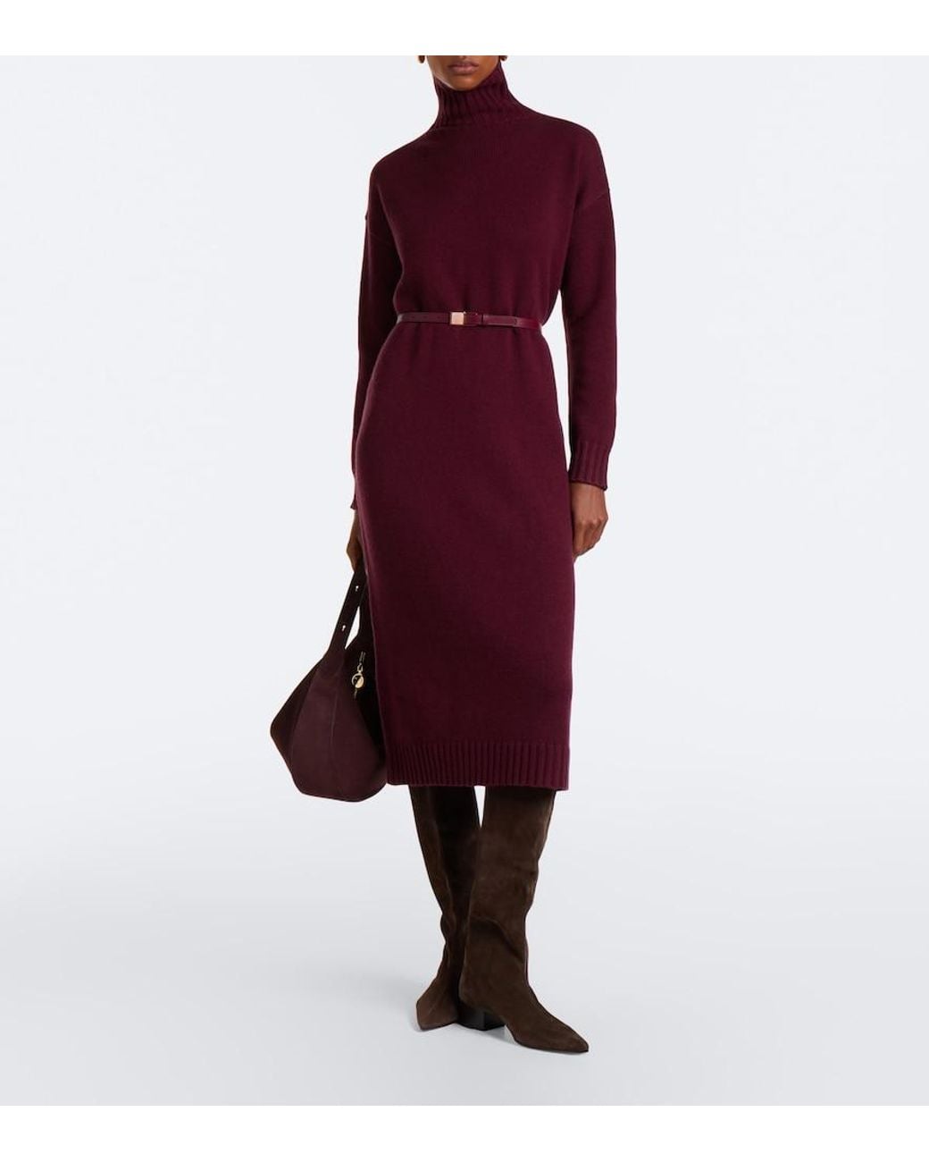 Max Mara Purple Wool And Cashmere Sweater Dress