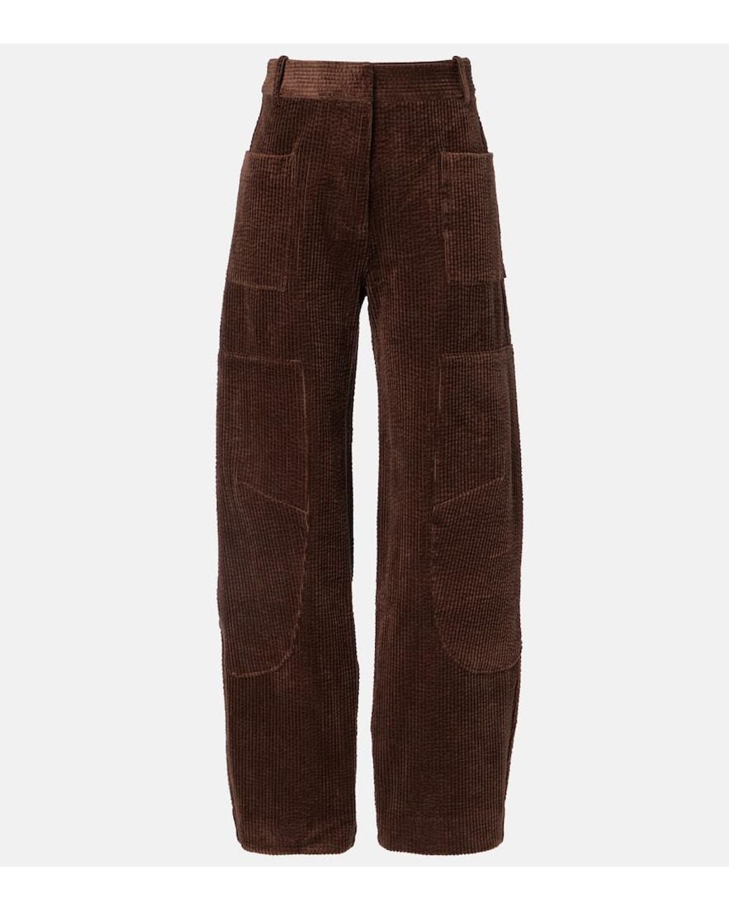 Ganni Brown Cotton Corduroy Cargo Pants