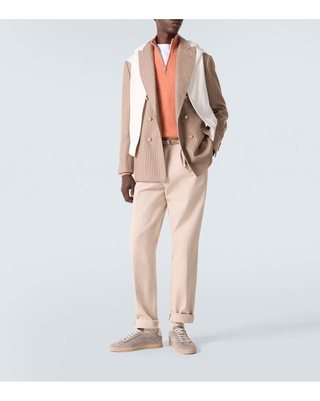 Brunello Cucinelli Orange Cashmere Sweater for men