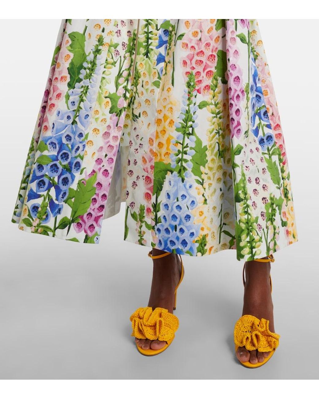 Oscar de la Renta White Floral Poplin Cocktail Dress