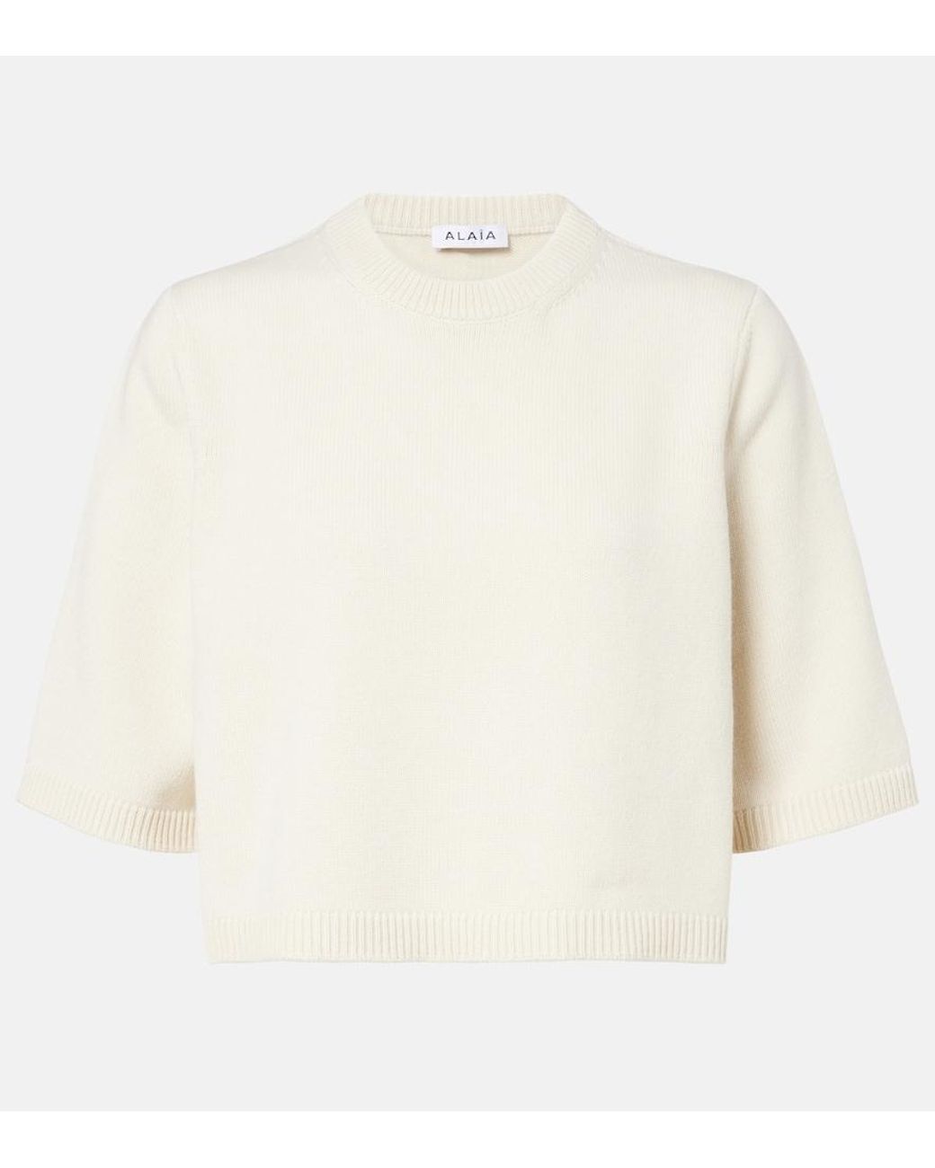 Alaïa White Cropped Cashmere And Wool-Blend Sweater