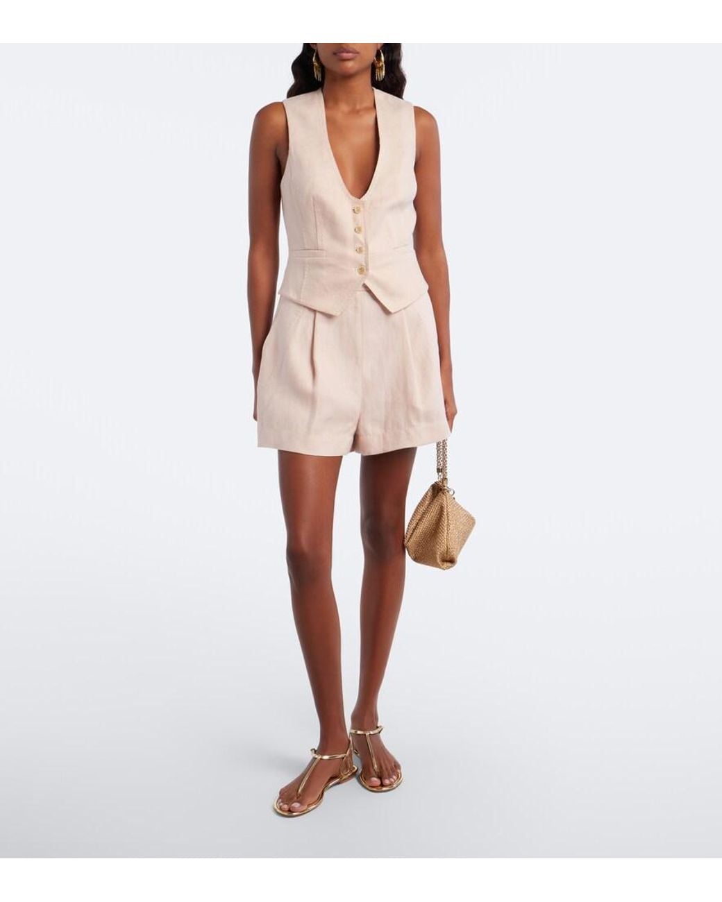 Zimmermann Pink Clash Linen Shorts