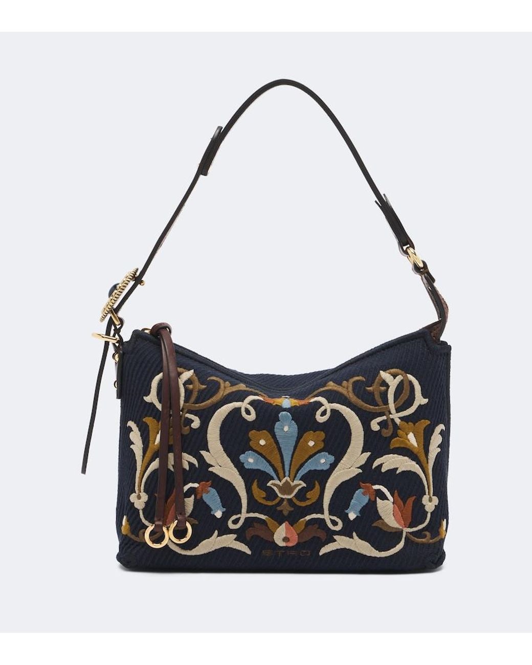 Etro Black Rosette Small Canvas Shoulder Bag