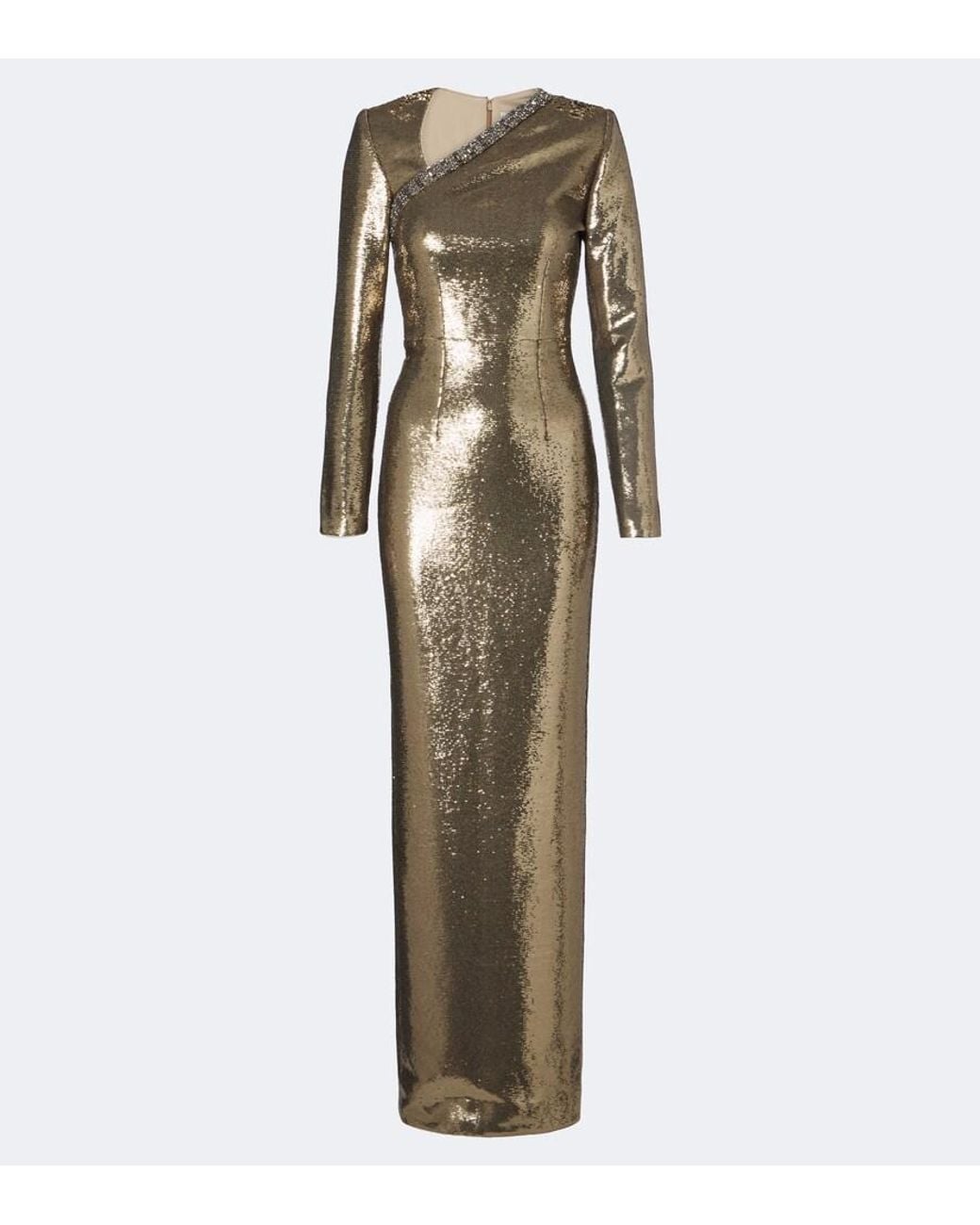Roland Mouret Natural Embellished Sequined Gown