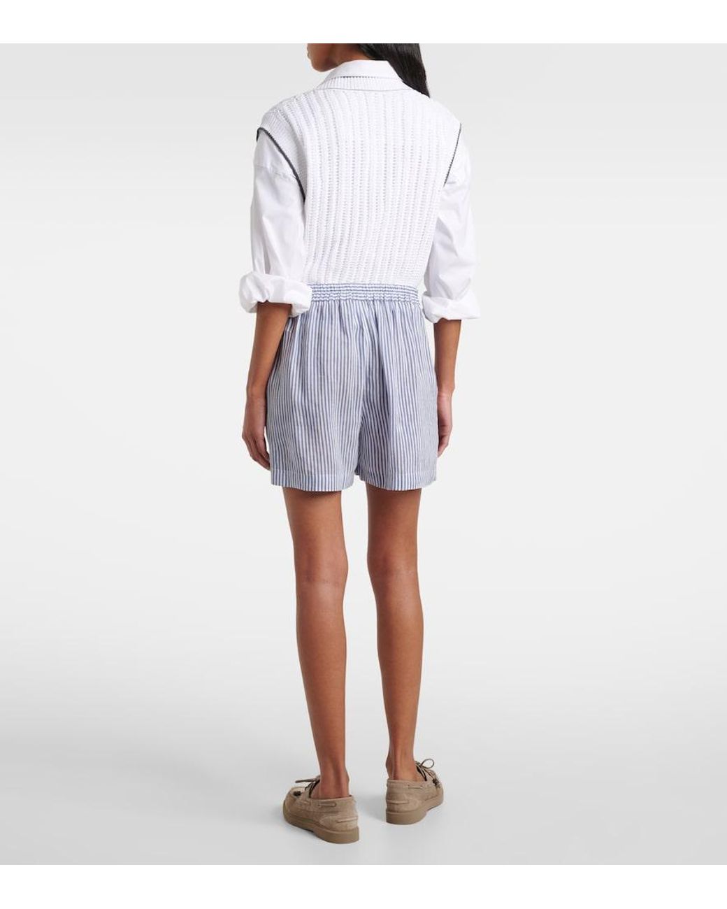 Brunello Cucinelli Blue Linen And Silk Bermuda Short