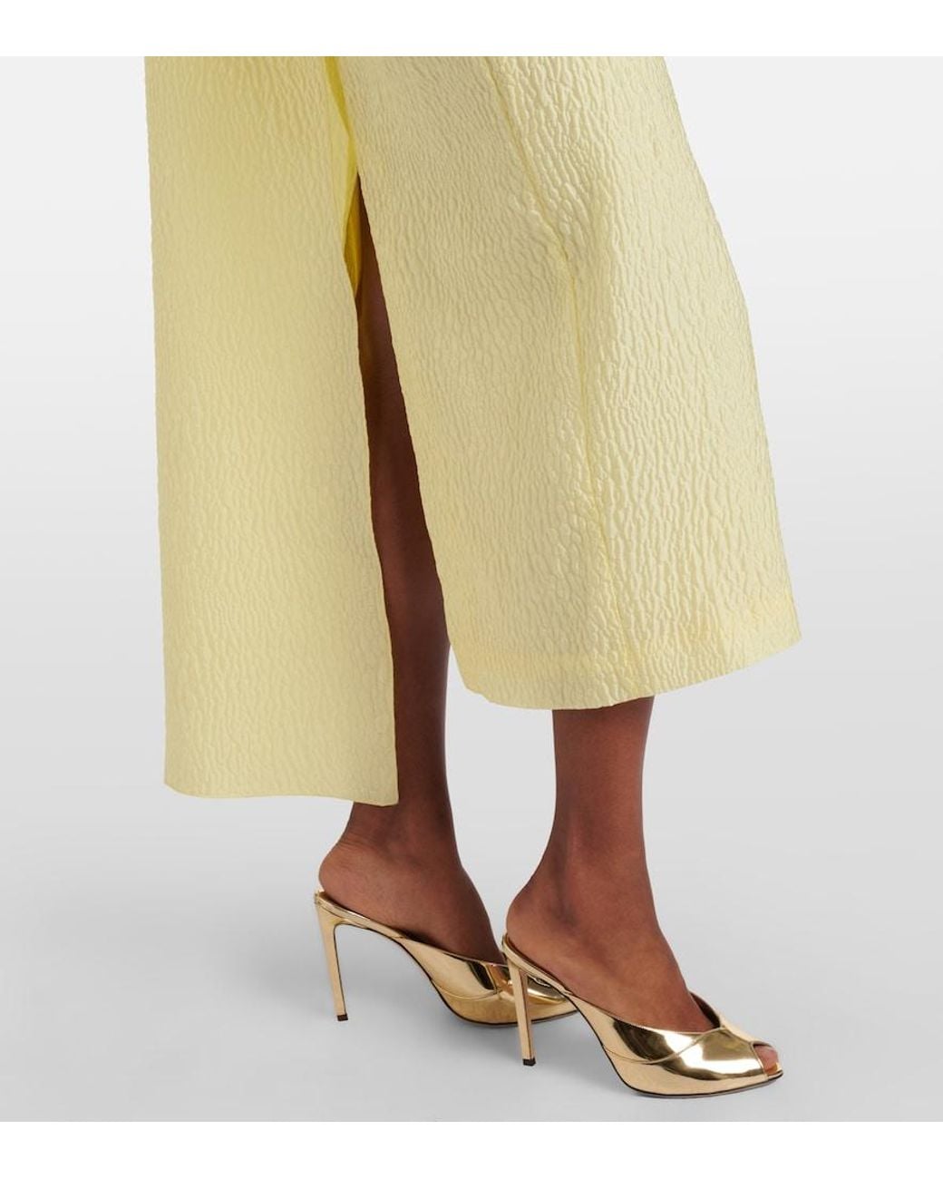 Roksanda Yellow Maite Caped Cloque Midi Dress