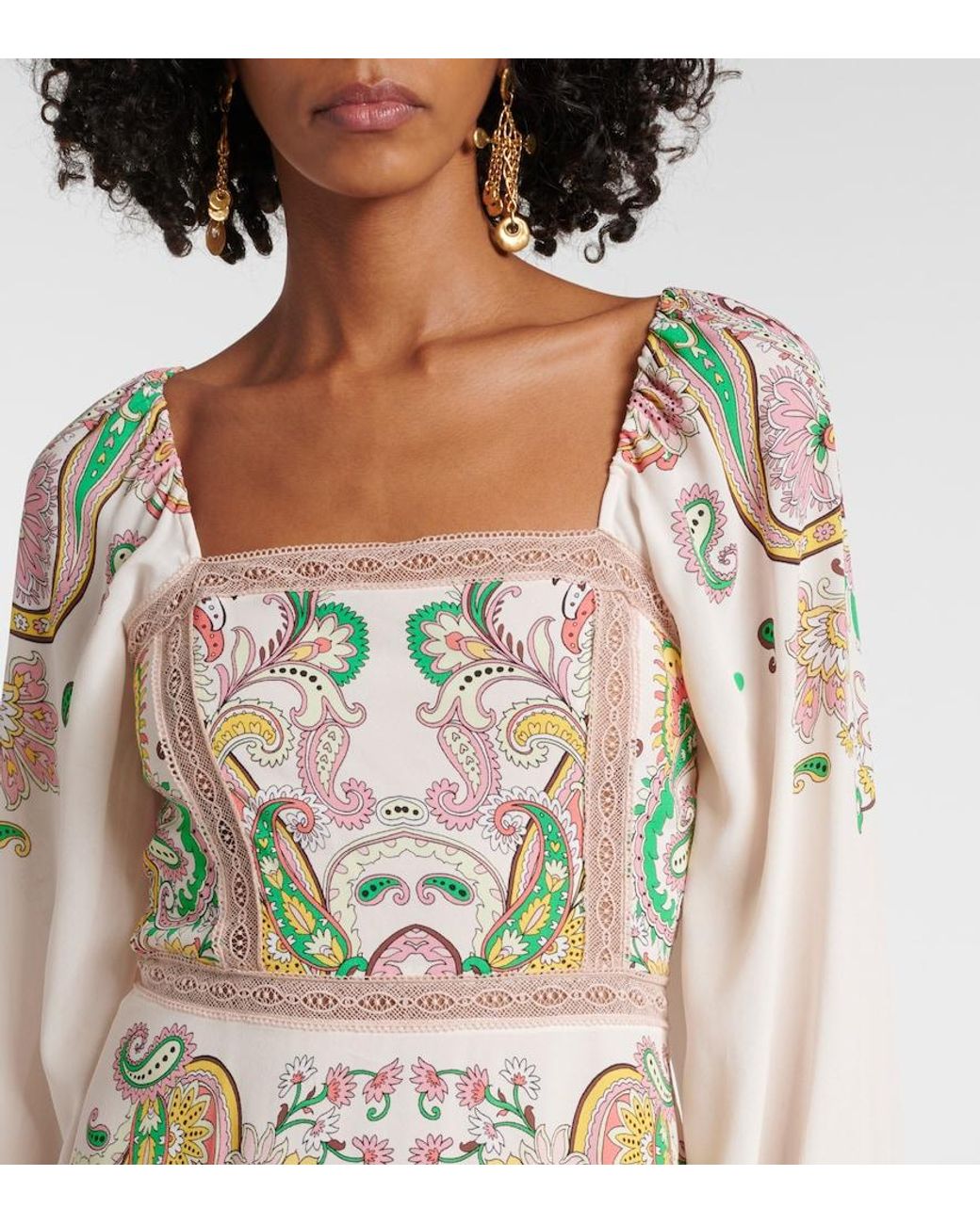 Etro Natural Printed Midi Dress