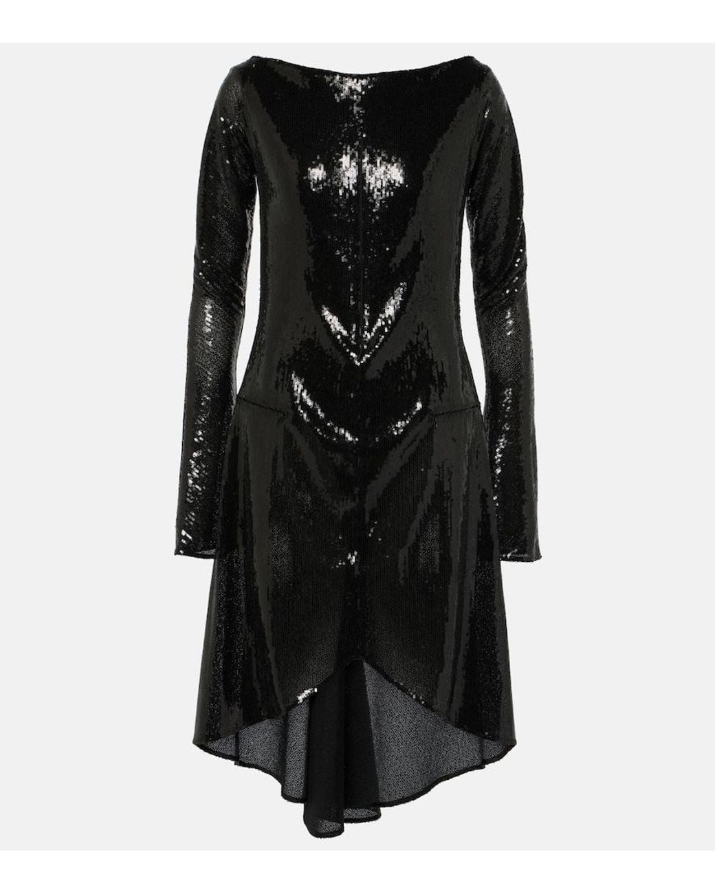 Courreges Black Ellipse Sequined Cutout Midi Dress