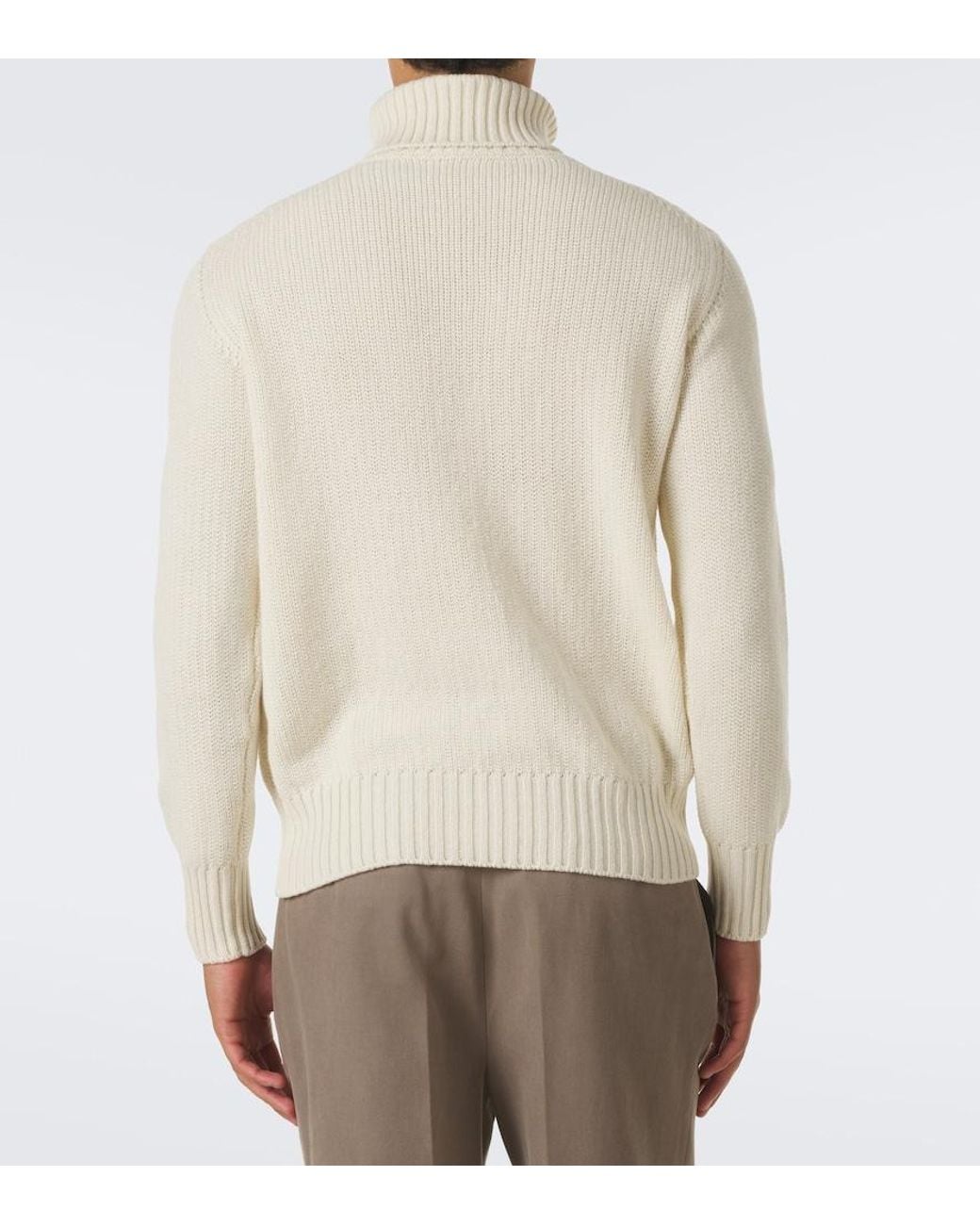 STÒFFA White Cashmere Turtleneck Sweater for men