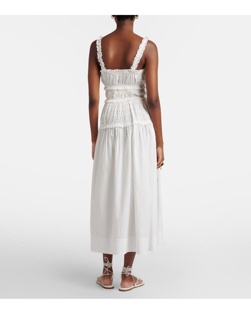 Doen White Midikleid Marianne Aus Baumwollpopeline