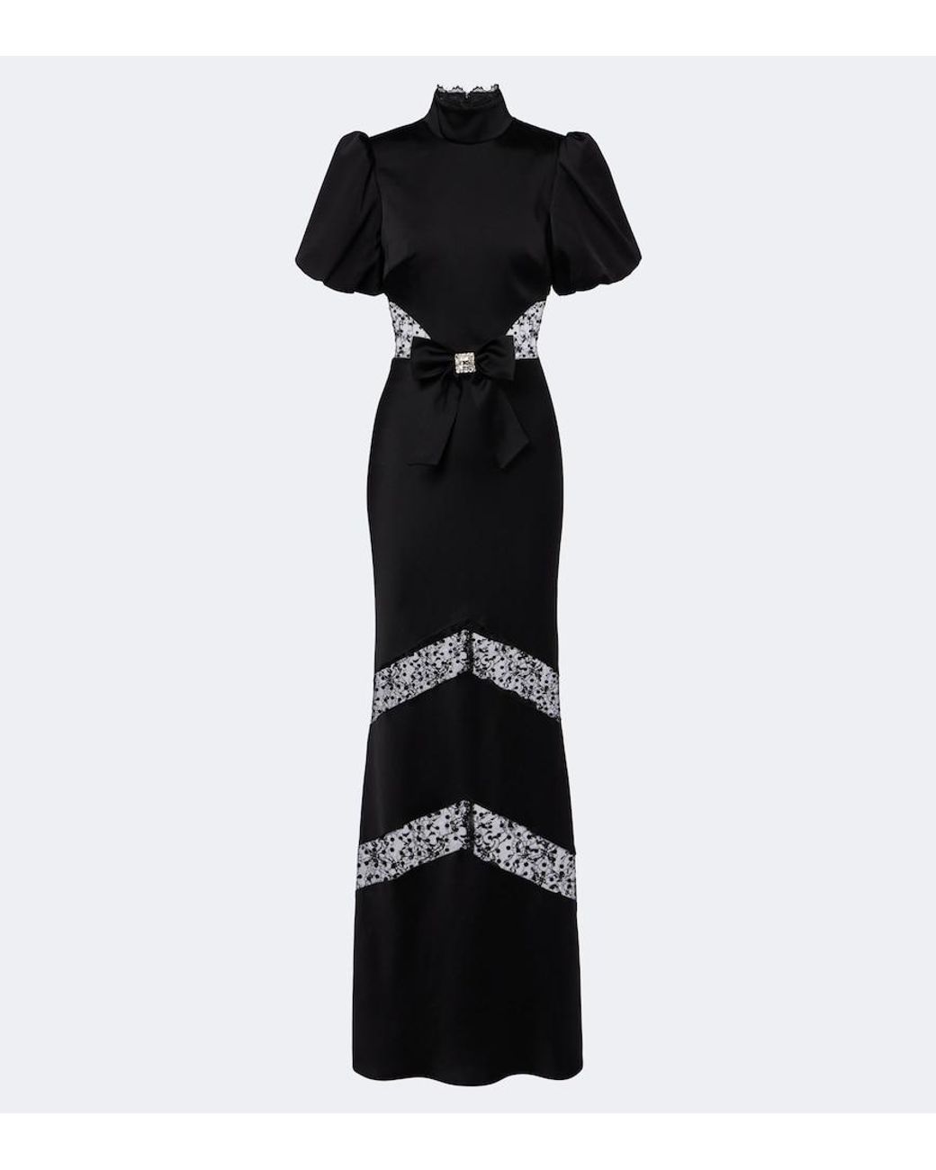 Rebecca Vallance Black Bow-Detail Embellished Maxi Dress