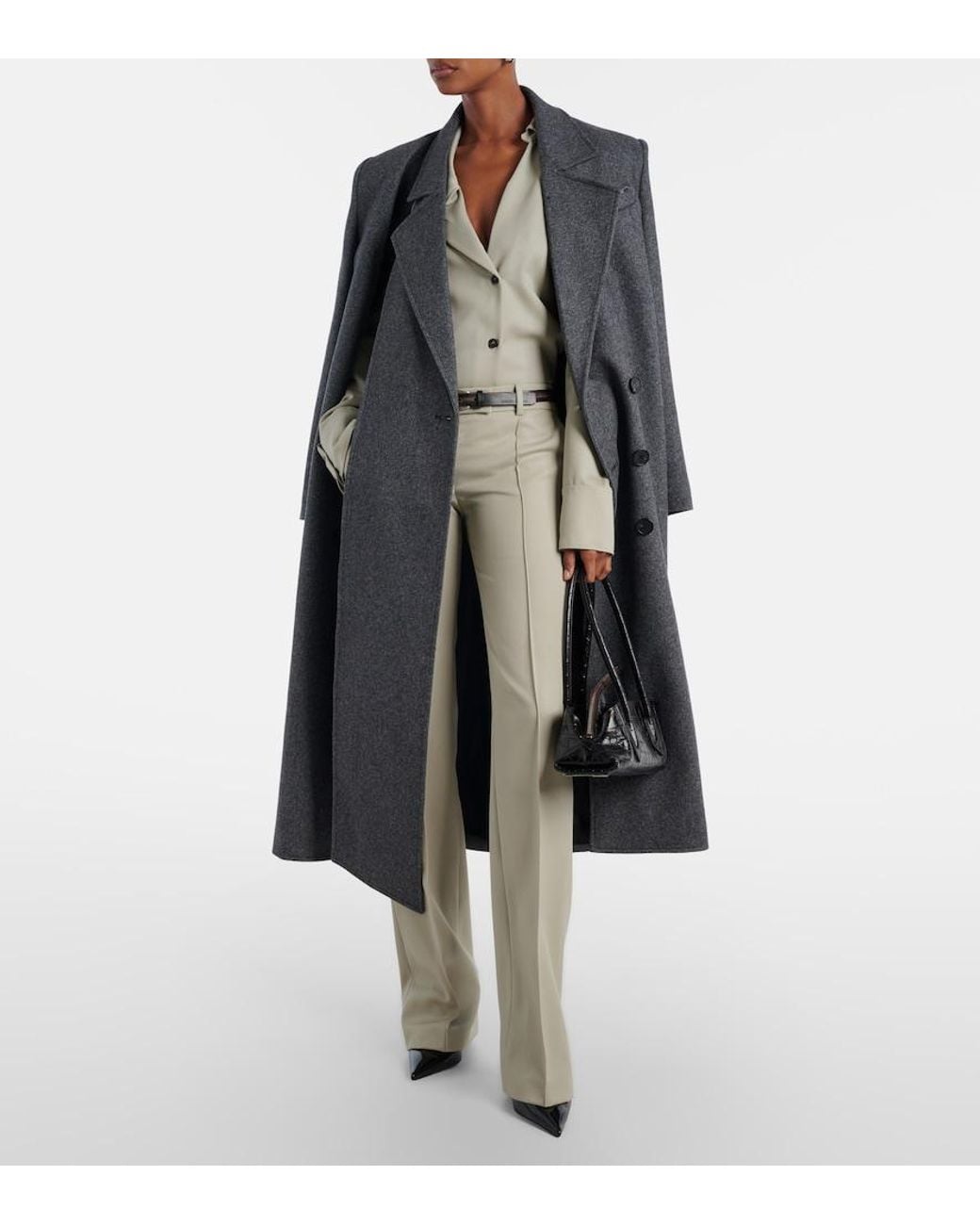The Attico Natural Low-Rise Wool Straight Pants