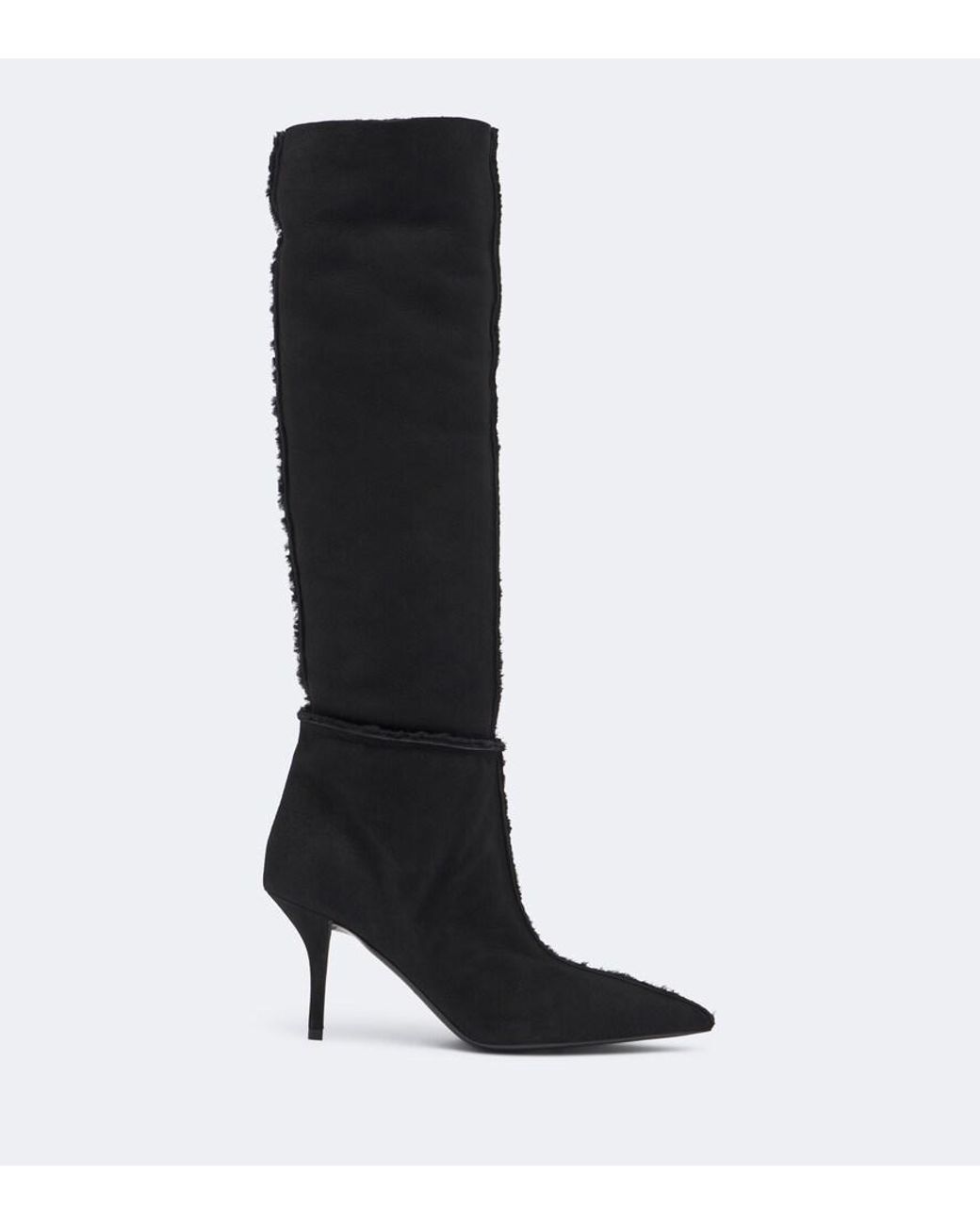 Magda Butrym Black Shearling-Lined Suede Knee-High Boots