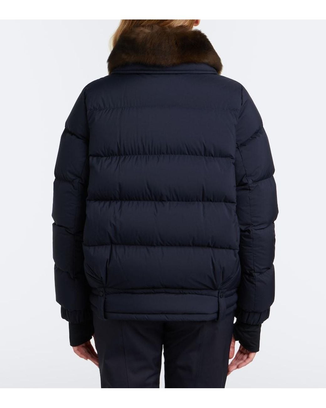 Moncler Blue Arrabas Shearling-Trimmed Ski Jacket