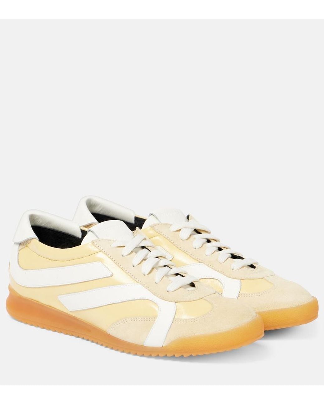 Proenza Schouler Yellow Track Suede-Trimmed Leather Sneakers