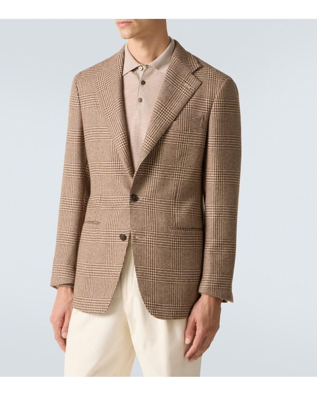 Saman Amel Brown Prince Of Wales Check Alpaca Blazer for men