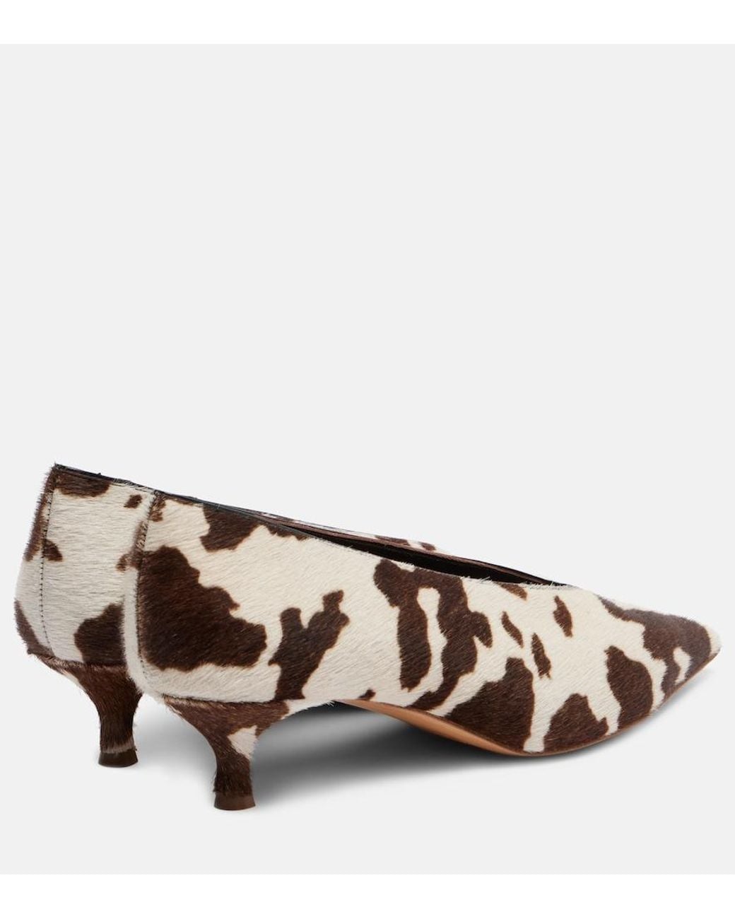 Le Monde Beryl Brown Babouche Cow-Print Calf Hair Pumps