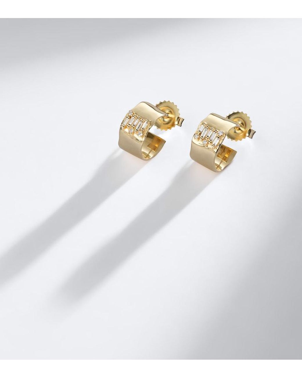 Suzanne Kalan White Mini 18Kt Hoop Earrings With Diamonds