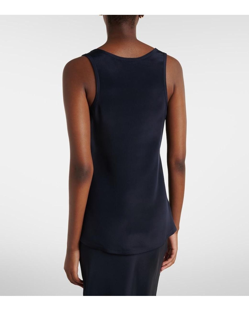 Max Mara Blue Silk Crepe De Chine Tank Top