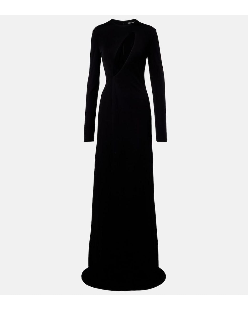 Tom Ford Black Cutout Crepe Jersey Gown