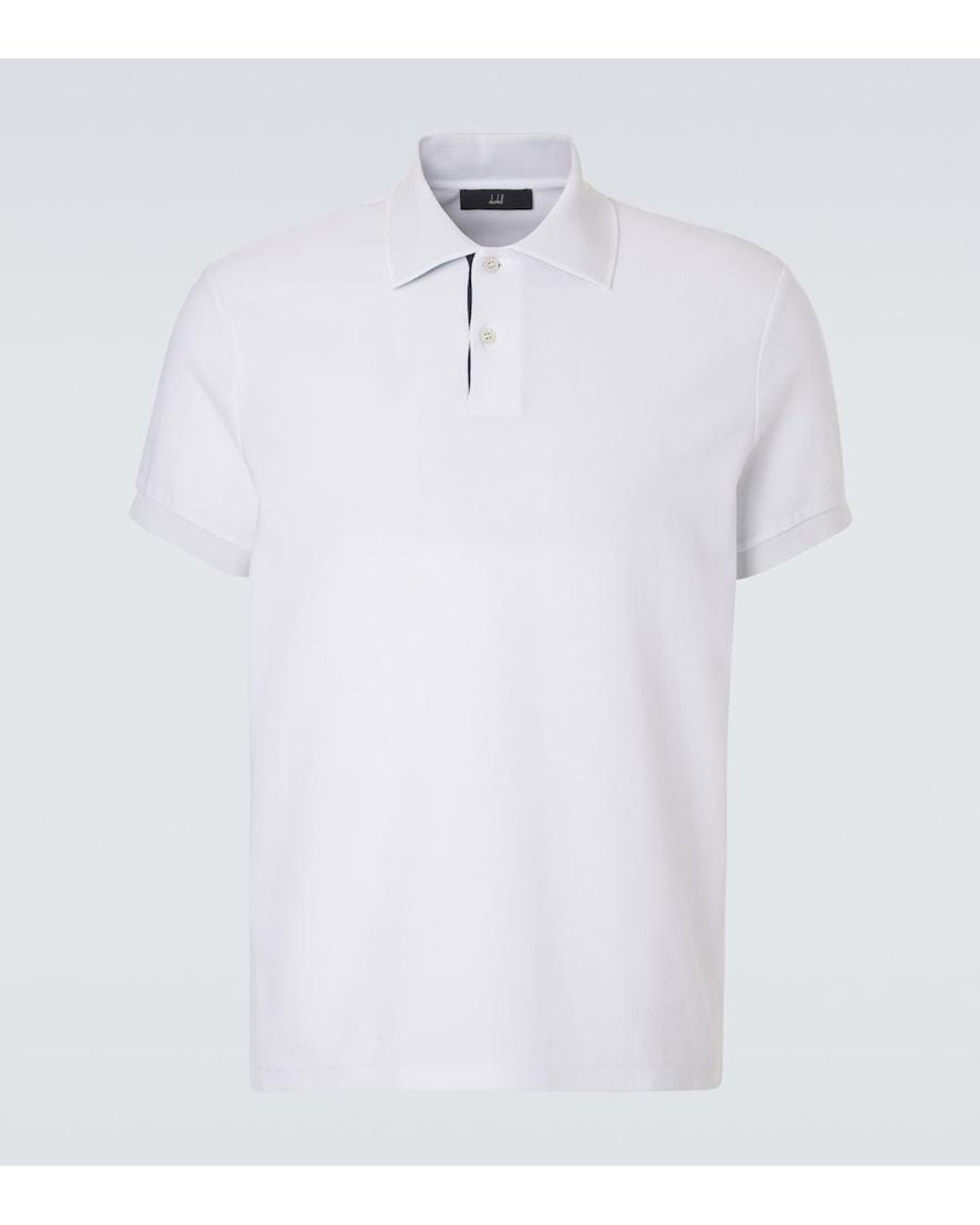 Dunhill White Cotton Pique Polo Shirt for men