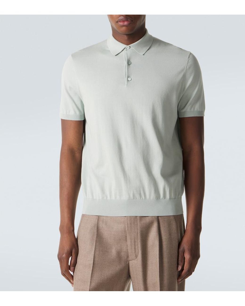 Loro Piana White Cotton Polo Shirt for men