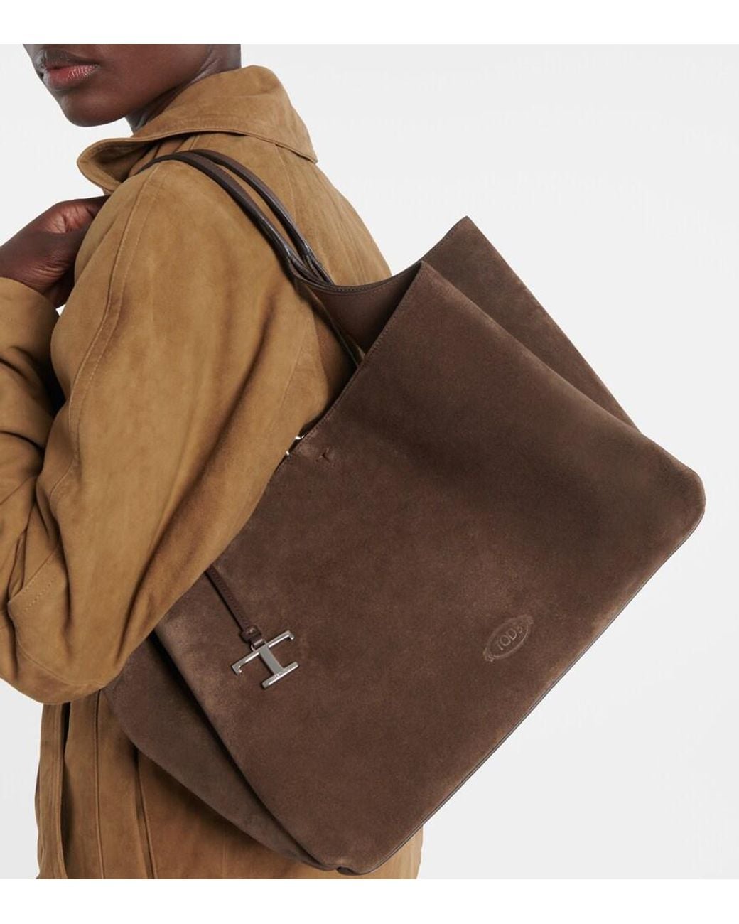 Tod's Brown Apa Large Leather Suede Tote Bag