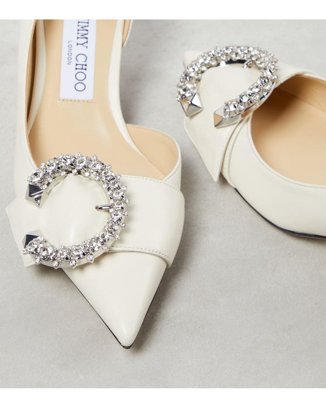 Jimmy Choo Melva 50 Embellished Leather Pumps in White | Lyst