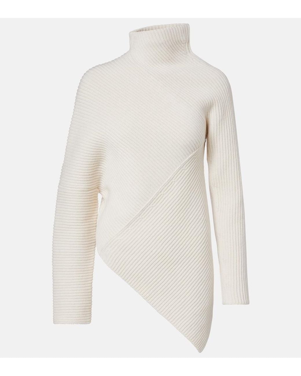Alaïa White Asymmetric Wool And Cashmere Sweater