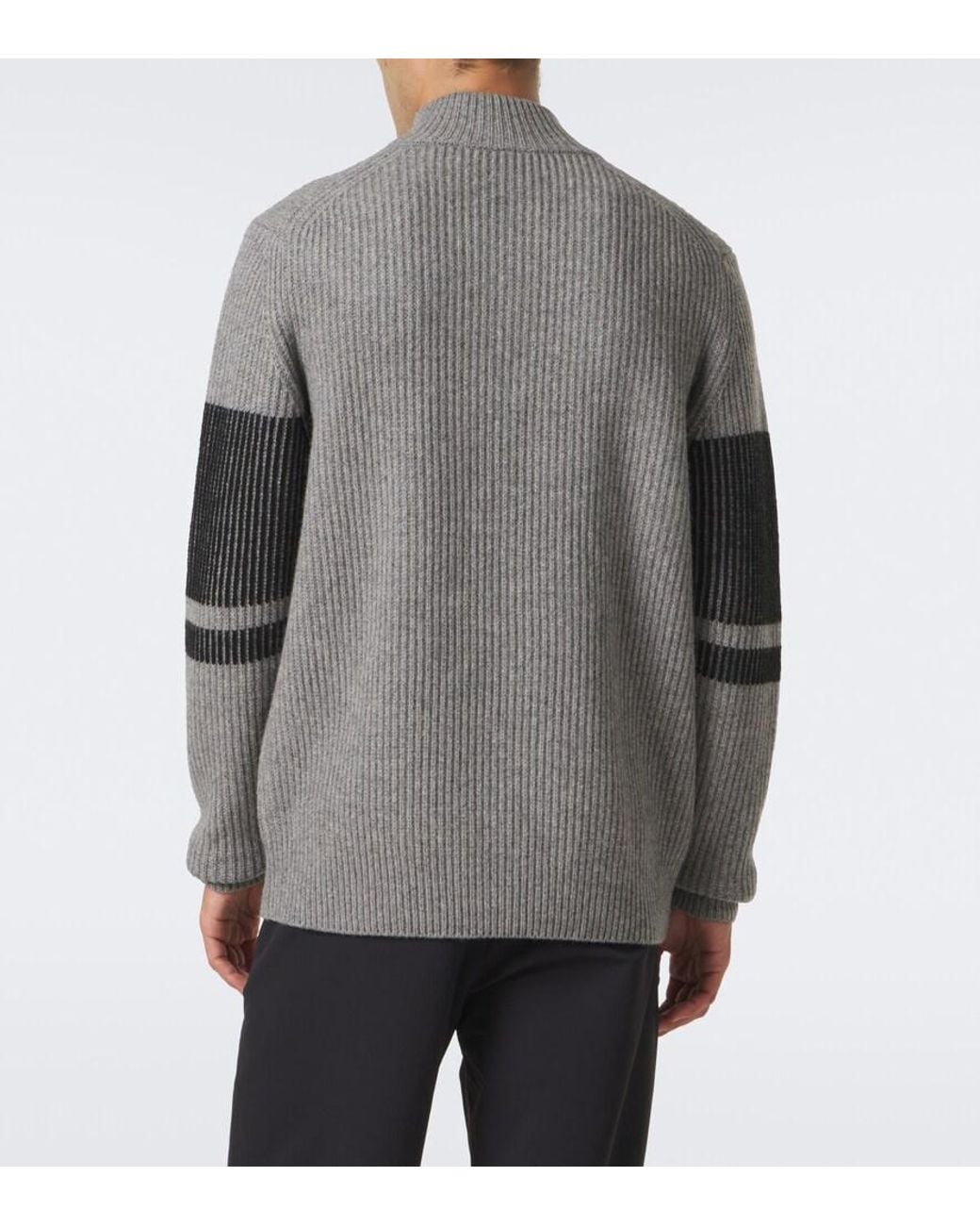 Bogner Gray Loris Logo Yak Half-Zip Sweater for men