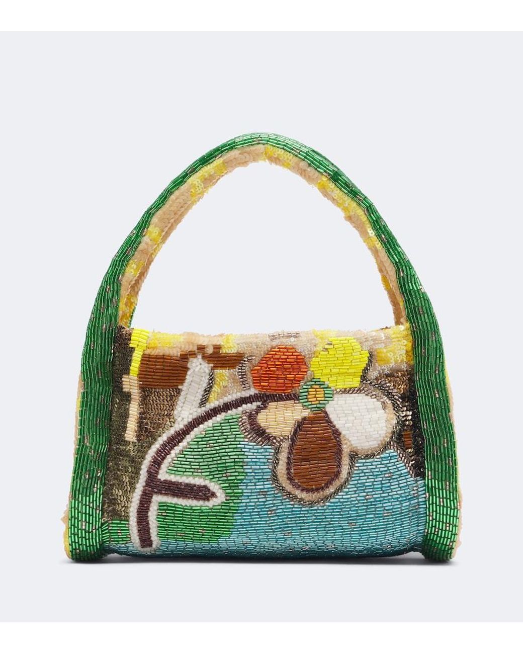 ALÉMAIS Green Limelight Beaded Top-Handle Bag