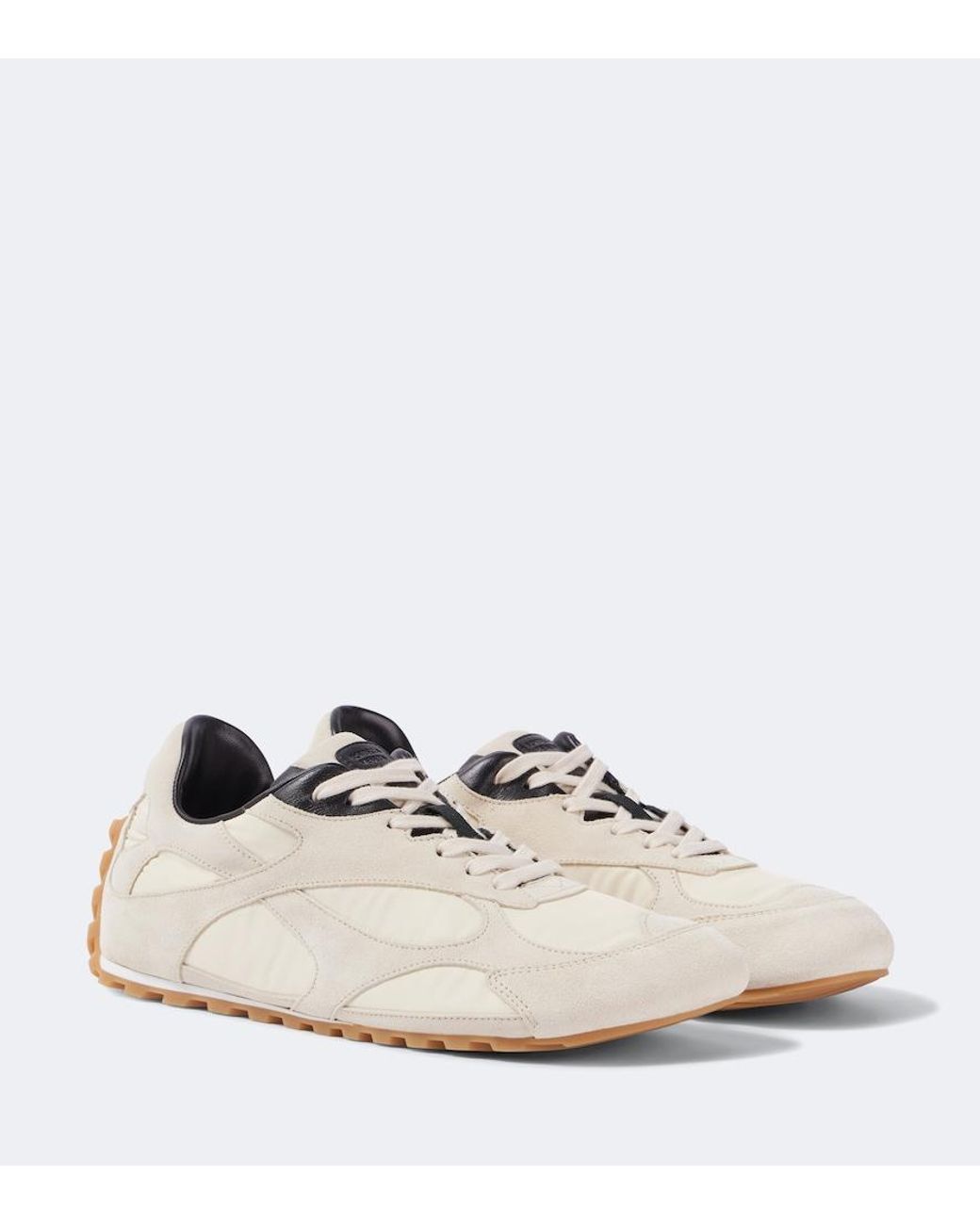 Bottega Veneta White Orbit Flash Suede-Trimmed Sneakers for men