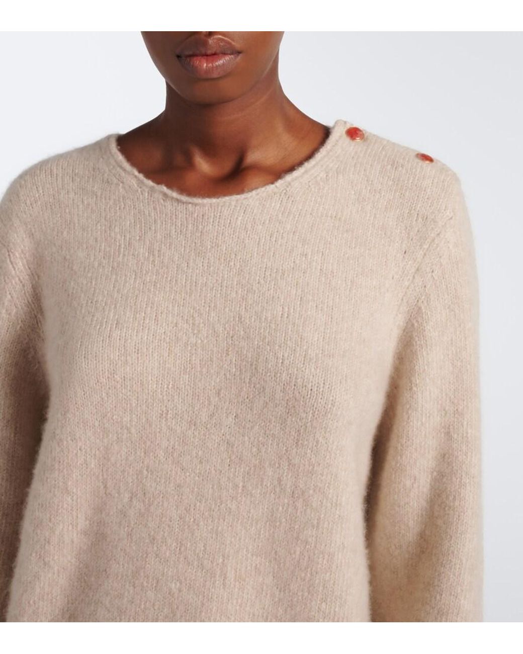 God's True Cashmere Natural Sand Cashmere Sweater With Carnelians