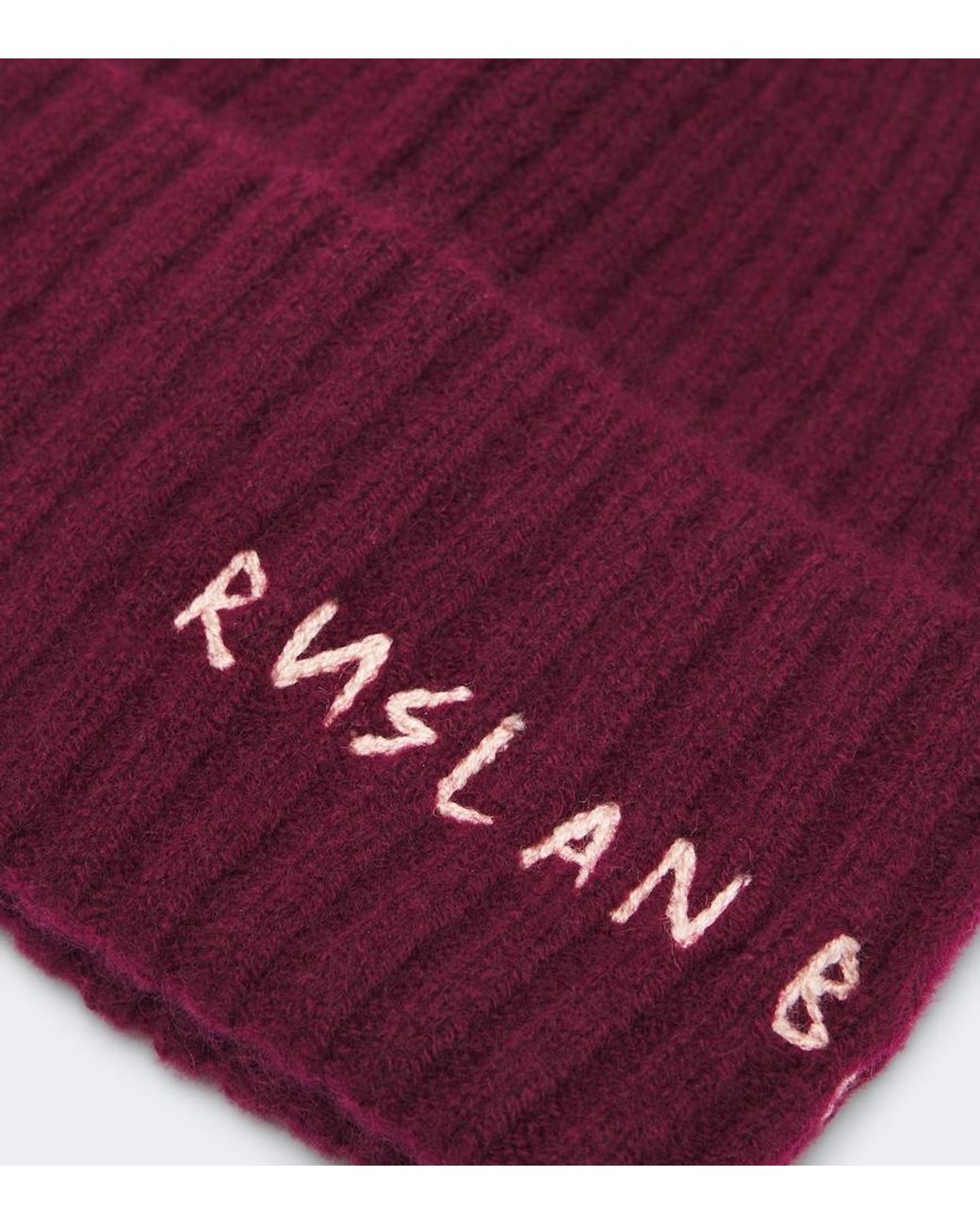 Ruslan Baginskiy Red Logo Ribbed-Knit Cashmere Beanie
