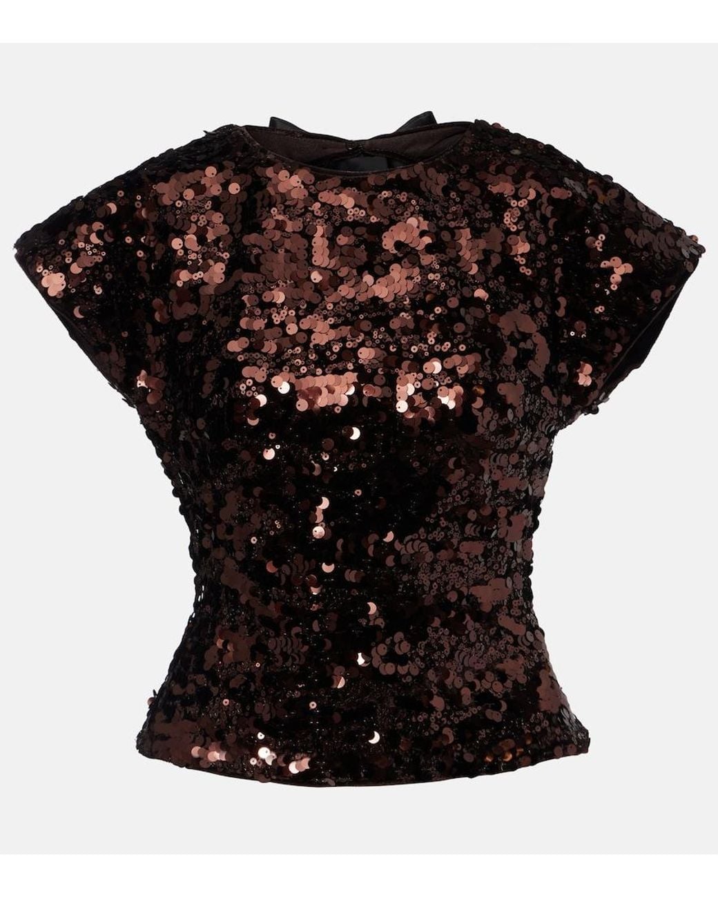 Ganni Black Bow-Detail Sequined Open-Back Top