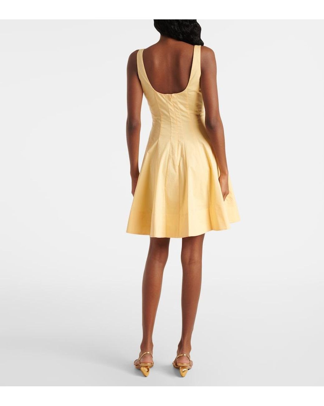 Staud Yellow Romy Gathered Cotton Minidress